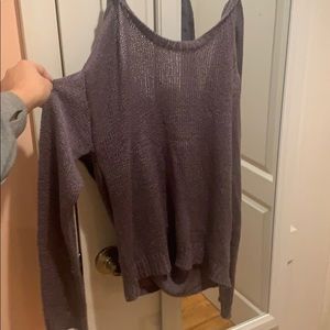 Deep Plunge Criss Cross Back Purple Sweater